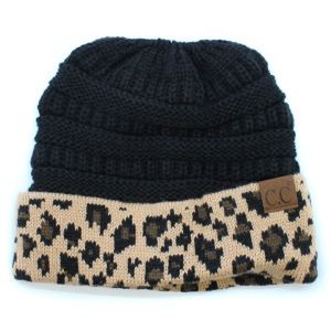 Buffalo Plaid and Leopard CC Beanies